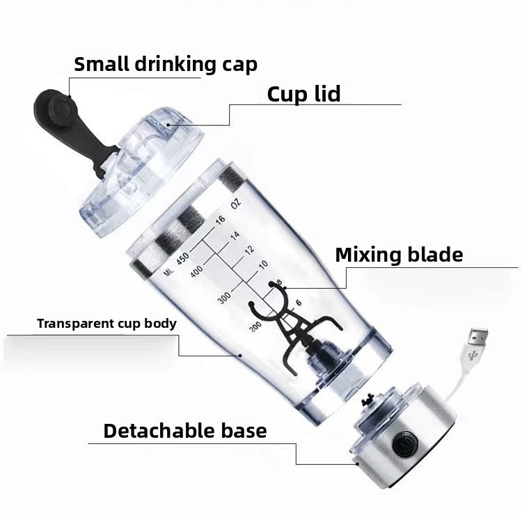 Electric Protein Shaker Cup USB Rechargeable Mixing Bottle